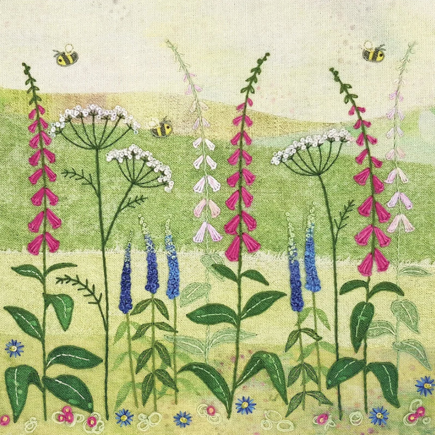 Beaks and Bobbins Foxgloves Embroidery Kit