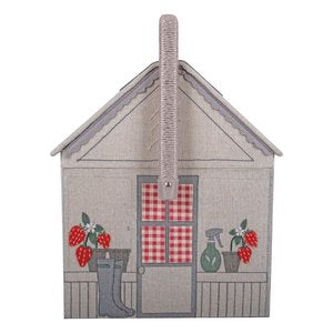 Sewing Box: Embroidered: Strawberry Greenhouse