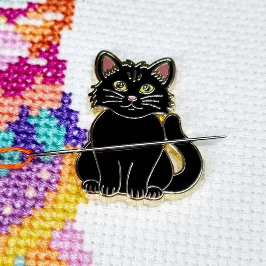 Black Cat Needle Minder for Cross Stitch, Embroidery & Needlework