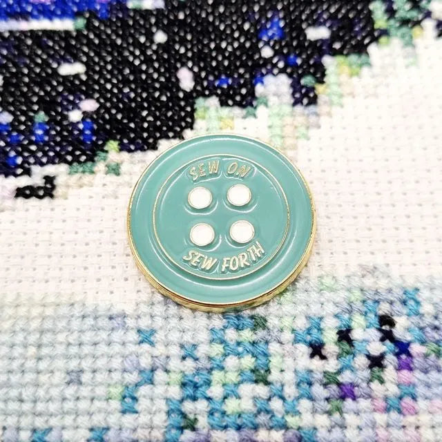 Sew On Sew Forth Quote Button Needle Minder for Cross Stitch, Embroidery & Sewing