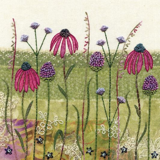 Beaks and Bobbins Echinaceas Hand Embroidery Kit