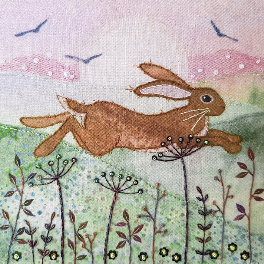 Beaks and Bobbins Meadow Hare Hand Embroidery Kit