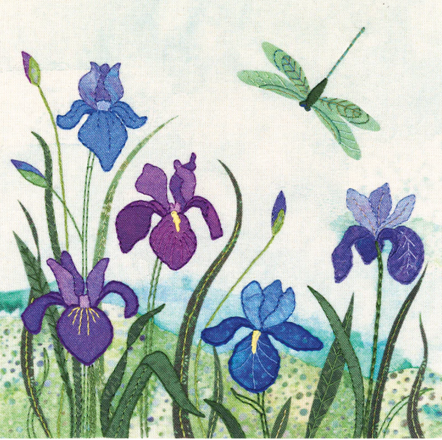Beaks and Bobbins Irises Hand Embroidery Kit
