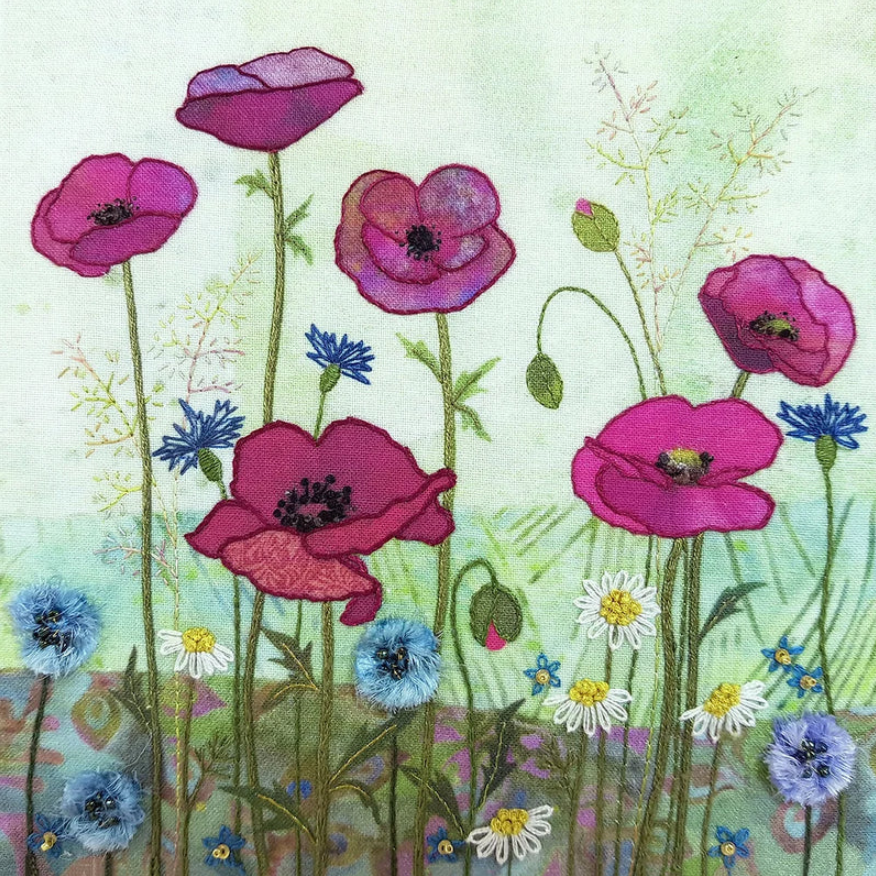 Beaks and Bobbins Poppy Meadow Embroidery Kit