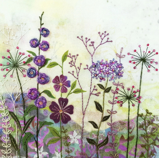 Beaks and Bobbins Purple Garden Hand Embroidery Kit