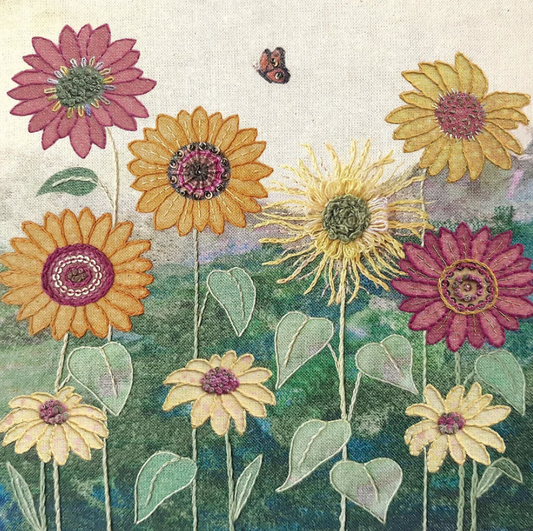 Beaks and Bobbins Sunflower Hand Embroidery